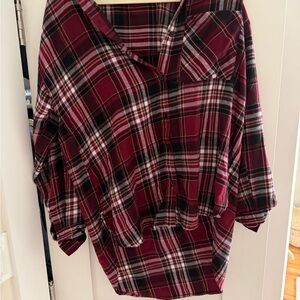 Plaid Button-Up Women’s Top